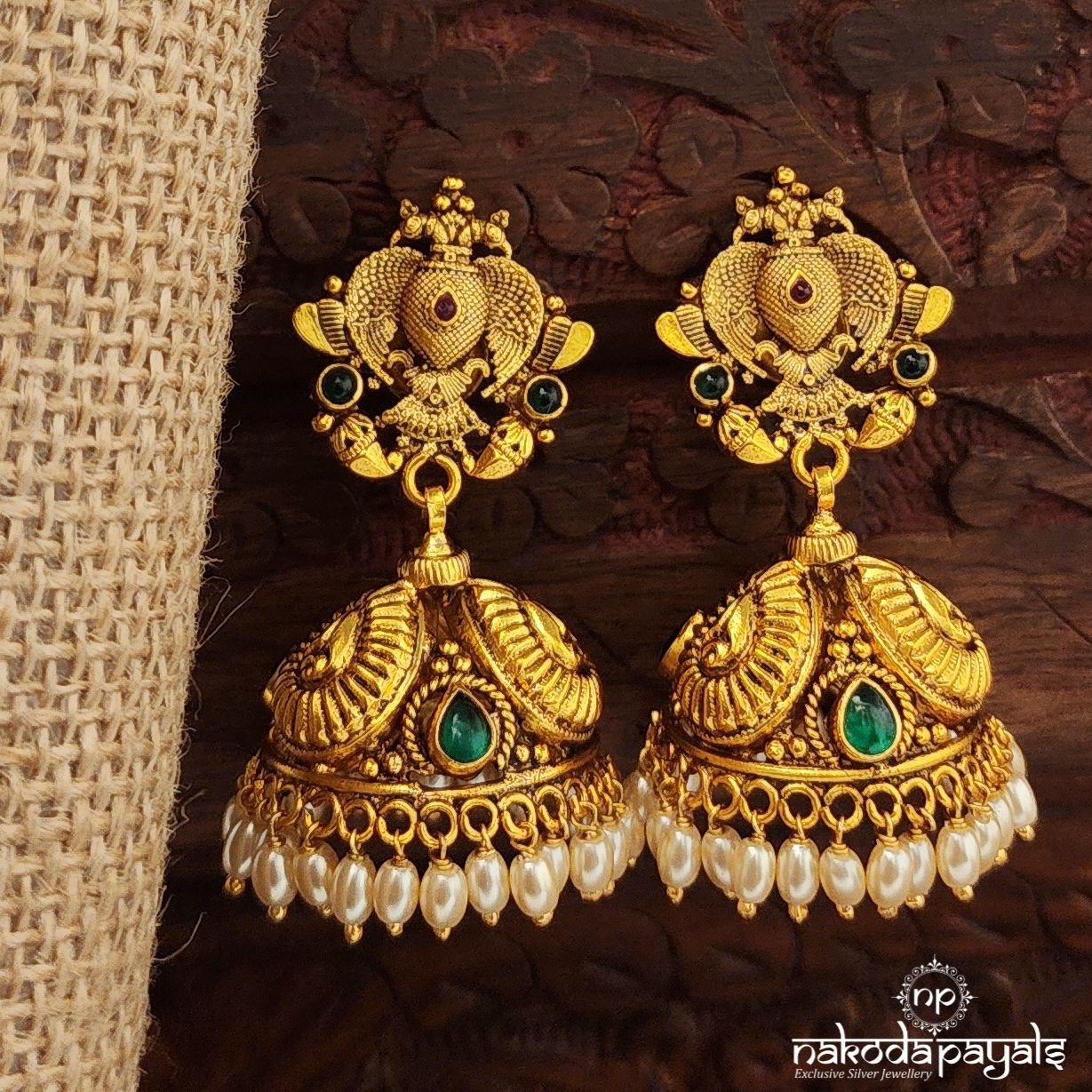 Pearled Drop Gandaberunda Jhumka (Ge10251)