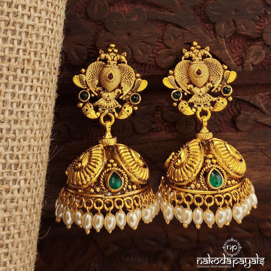 Pearled Drop Gandaberunda Jhumka (Ge10251)