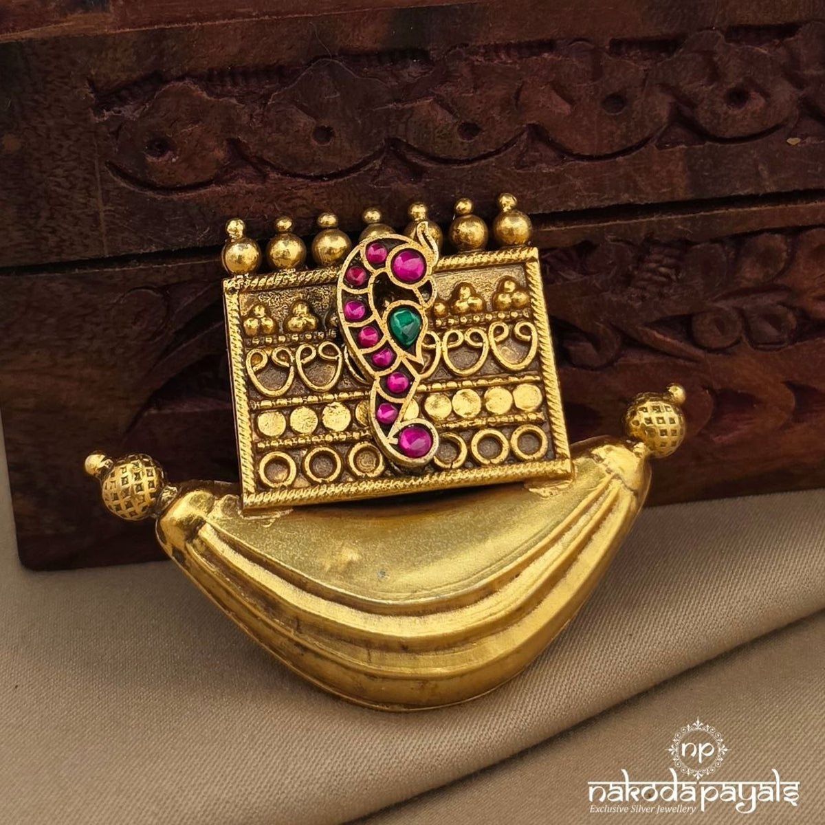 Peacock Kundan Boat Pendant (Gp2687)