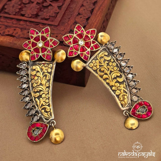 Designer Nail Kundan Earrings (C4013)