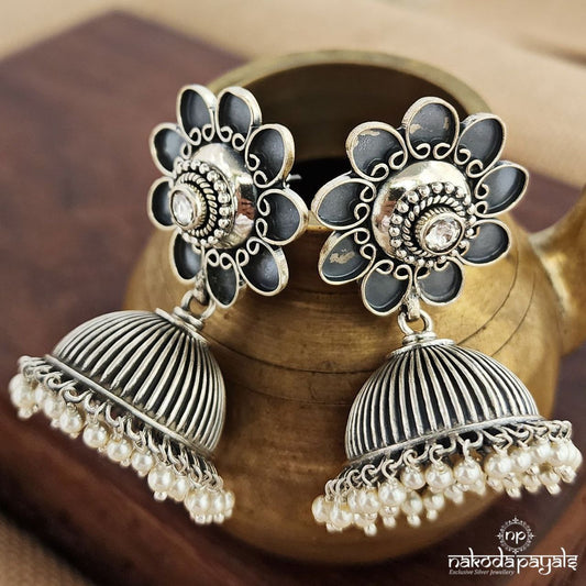 White Dot Pearled Drop Jhumka (J1159)