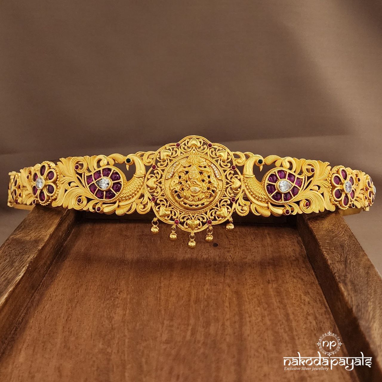 Lakshmi Pink Peacock Daab With Belt (D0248) – Nakoda Payals