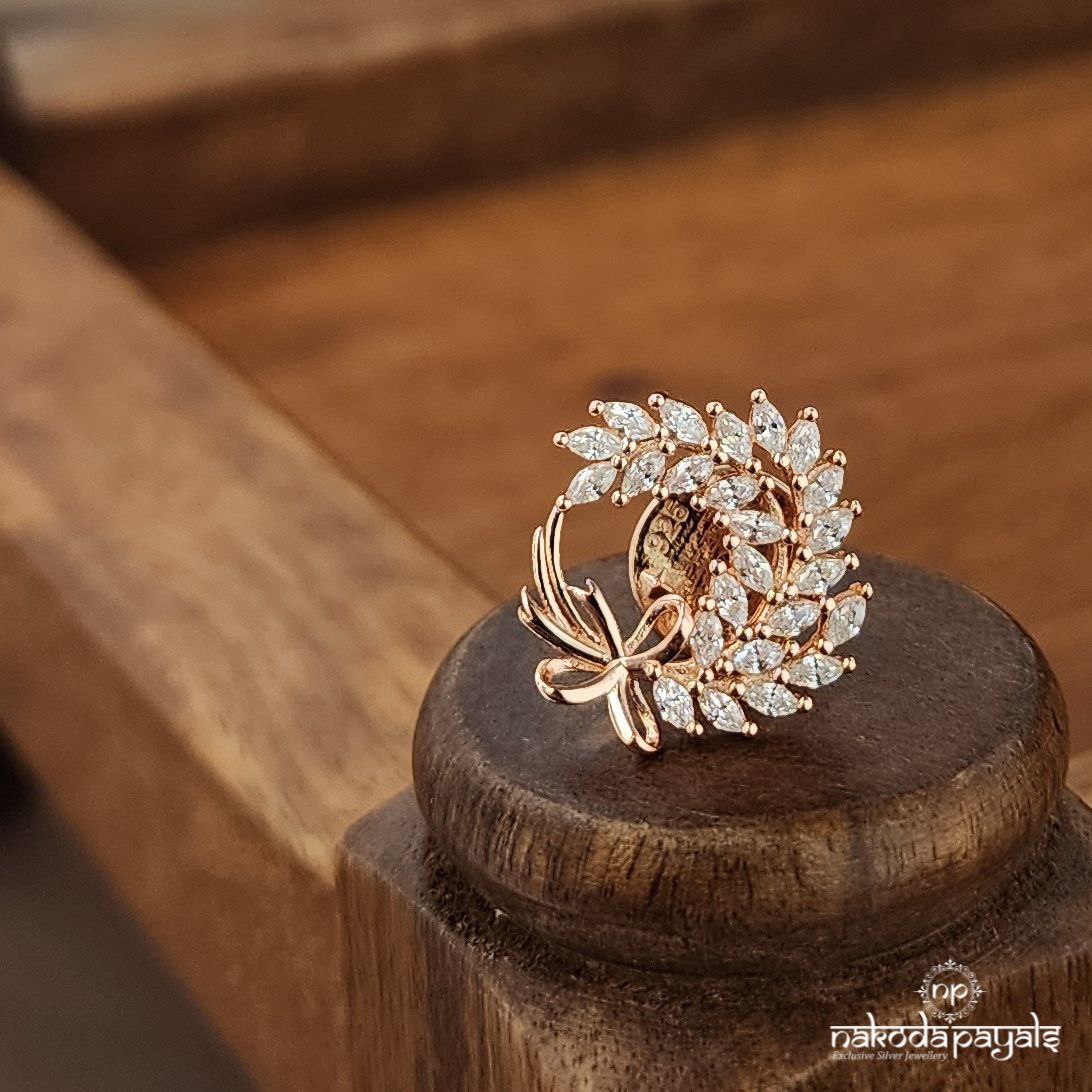 Rose Gold Circular White Lapel Pin (St3677)