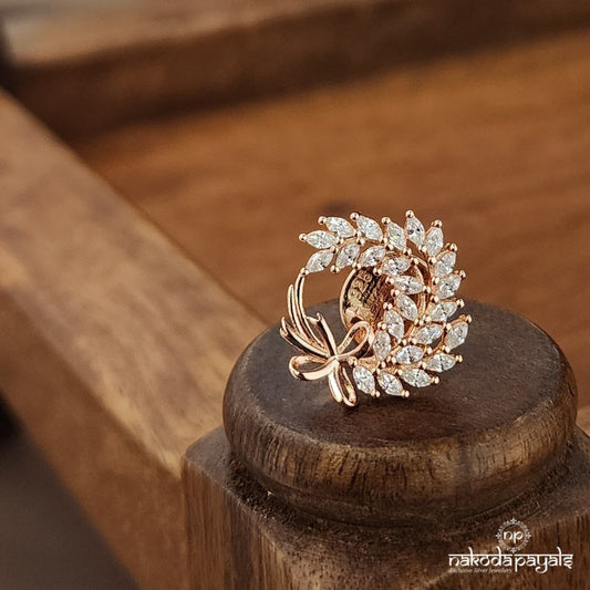 Rose Gold Circular White Lapel Pin (St3677)