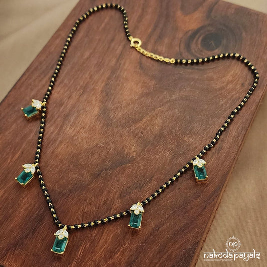 White Rectangular Green Mangalsutra  (Ms0596)