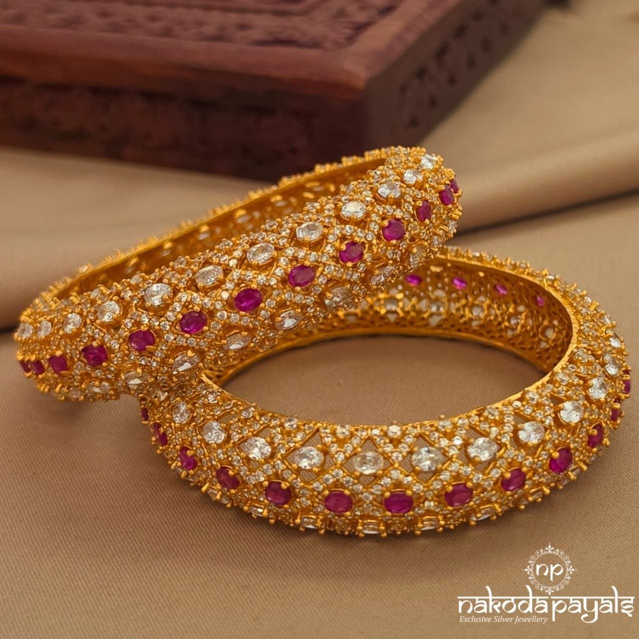 CZ Pink Bangles (2.4) (Gk3276)