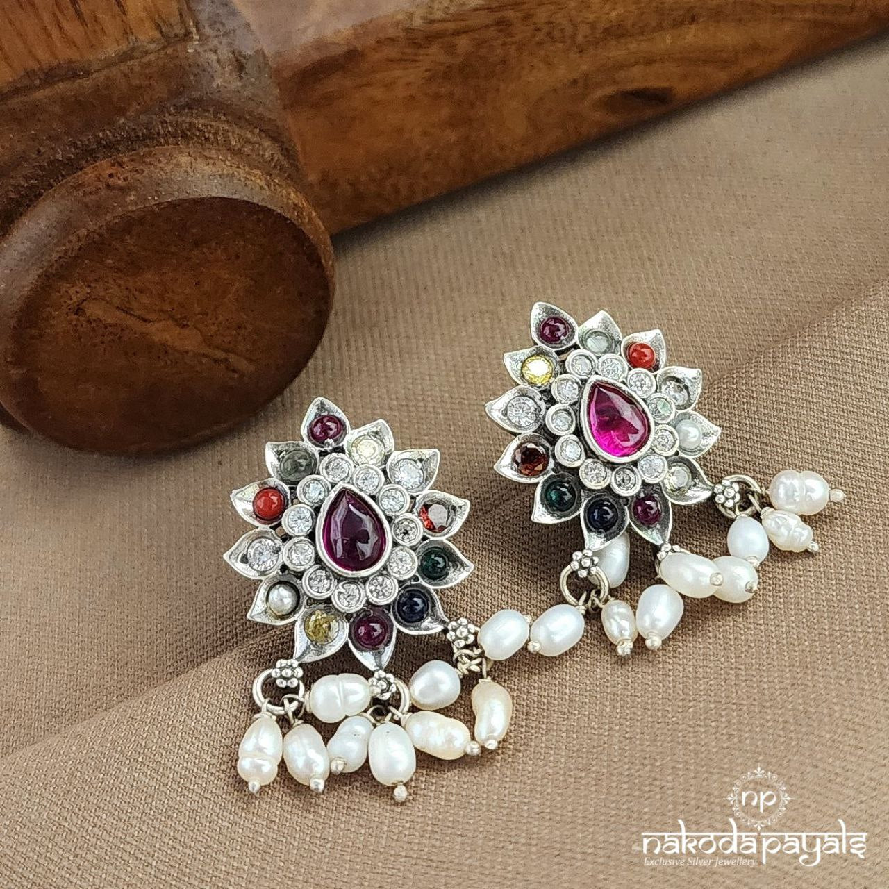 Pearled Navaratna Studs (S3617a)