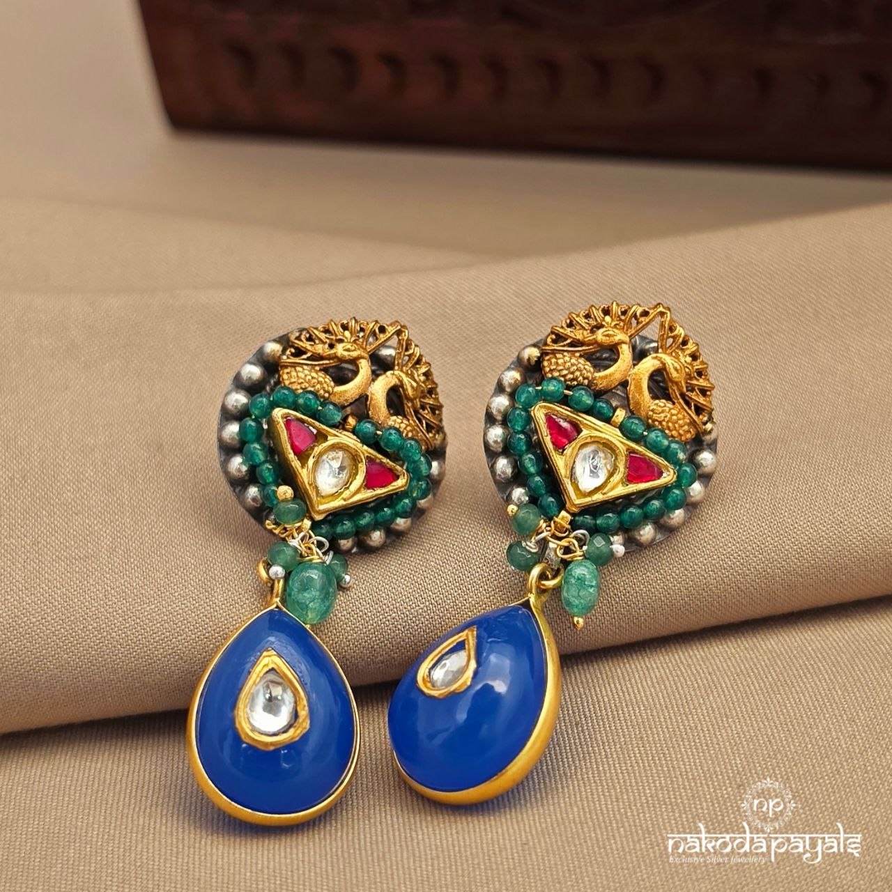 Bluish Dual Tone Earrings (C4141)