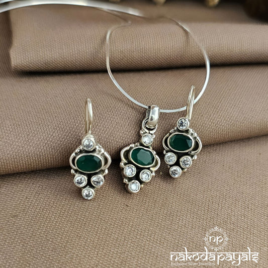 Oval Green Pendant Set (N11518)