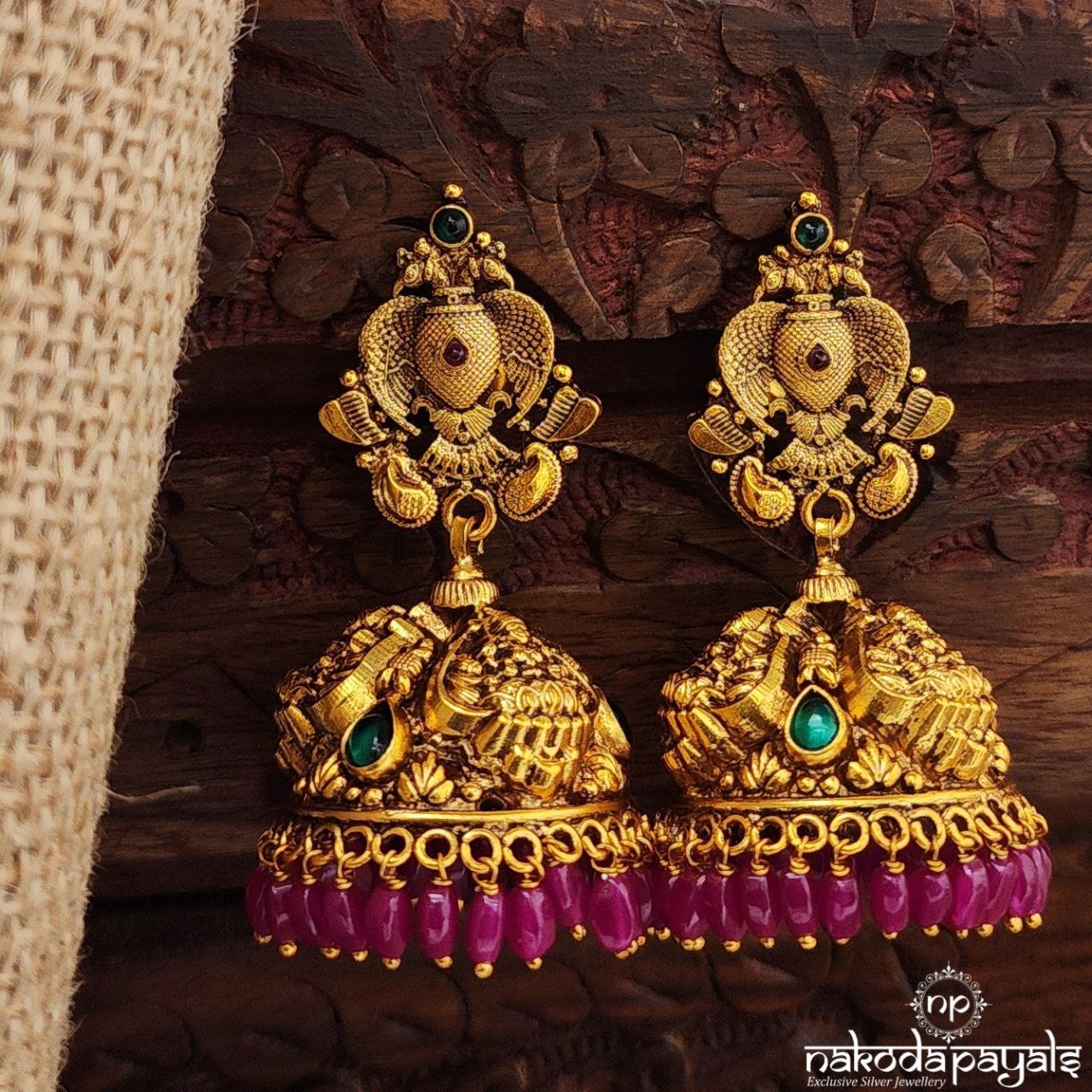 Pink Drop  Gandaberunda Jhumka (Ge10252)