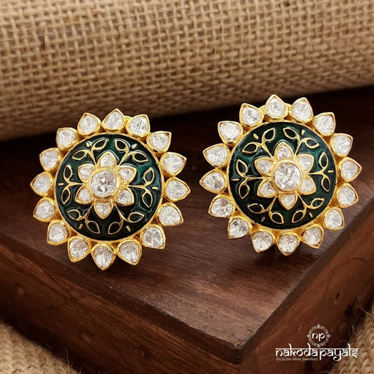 Floral Grennish Studs(Ge9409)