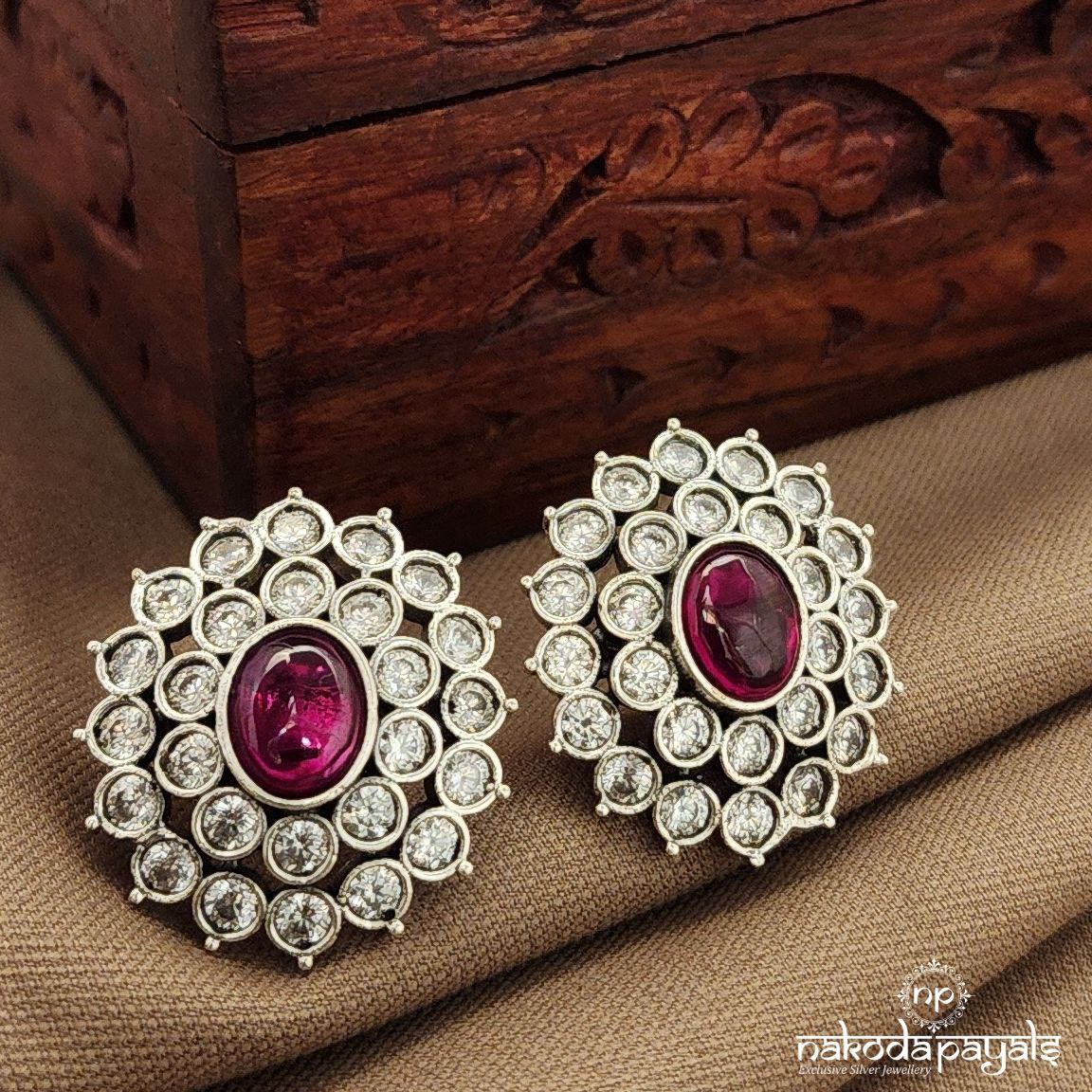 Pink Oval Studs (S9582)