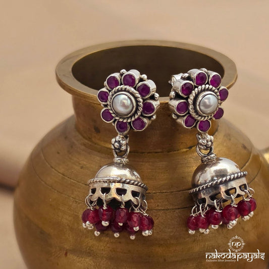 Pink Pearl Floral Jhumka (J1738)