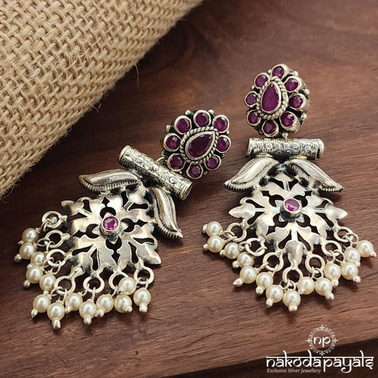 Pearled Drop Pink Earrings (C3707)