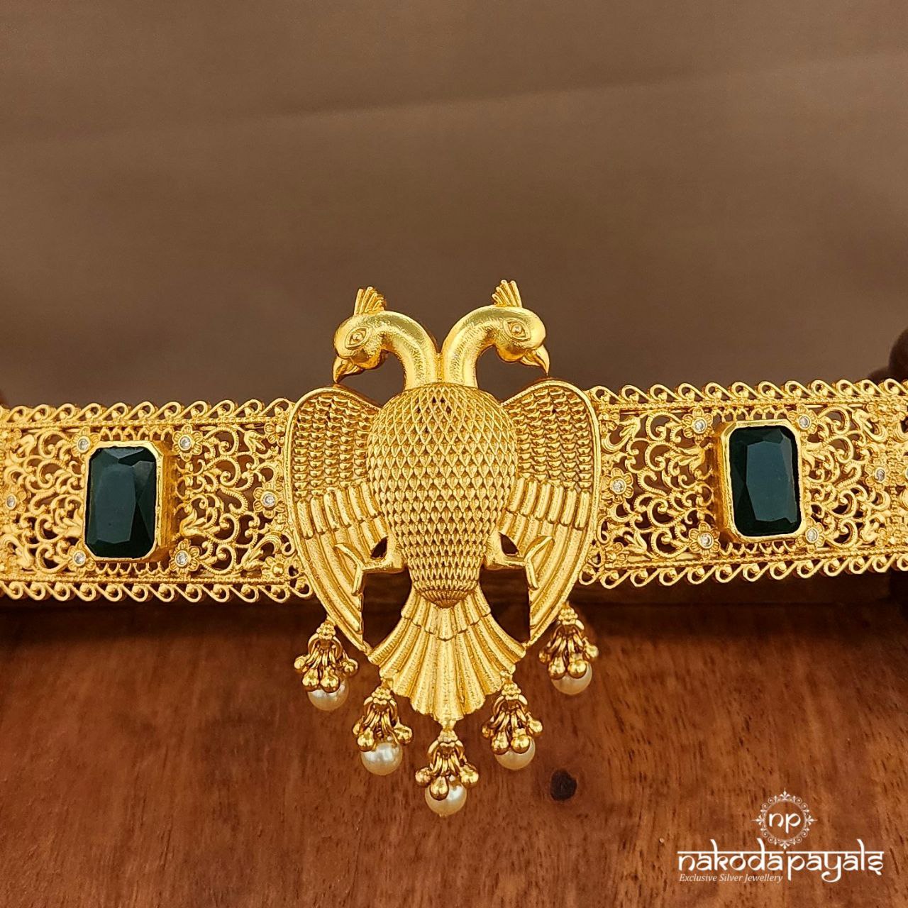 Emerald Green Gandaberunda Daab With Belt (D0244)