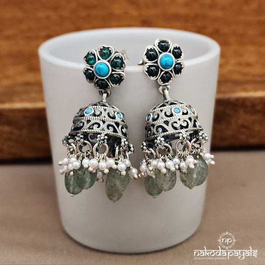 Green Drop Torquoise Jhumka (J1449)