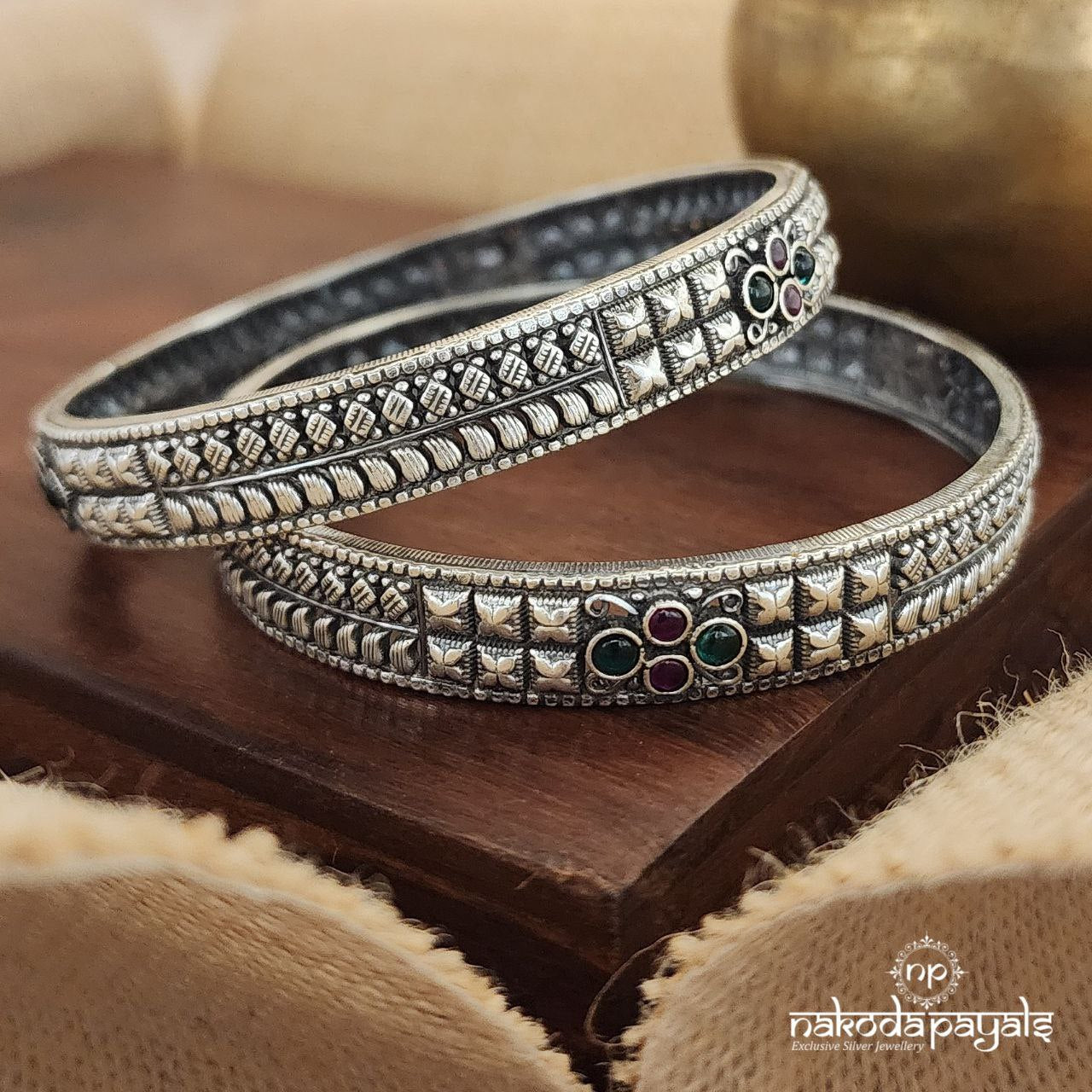 Pink & Green Squarish Bangles (K5024)