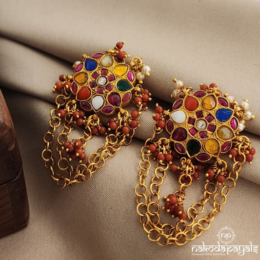 Unique Navaratna Dangling Earrings (Ge8771)