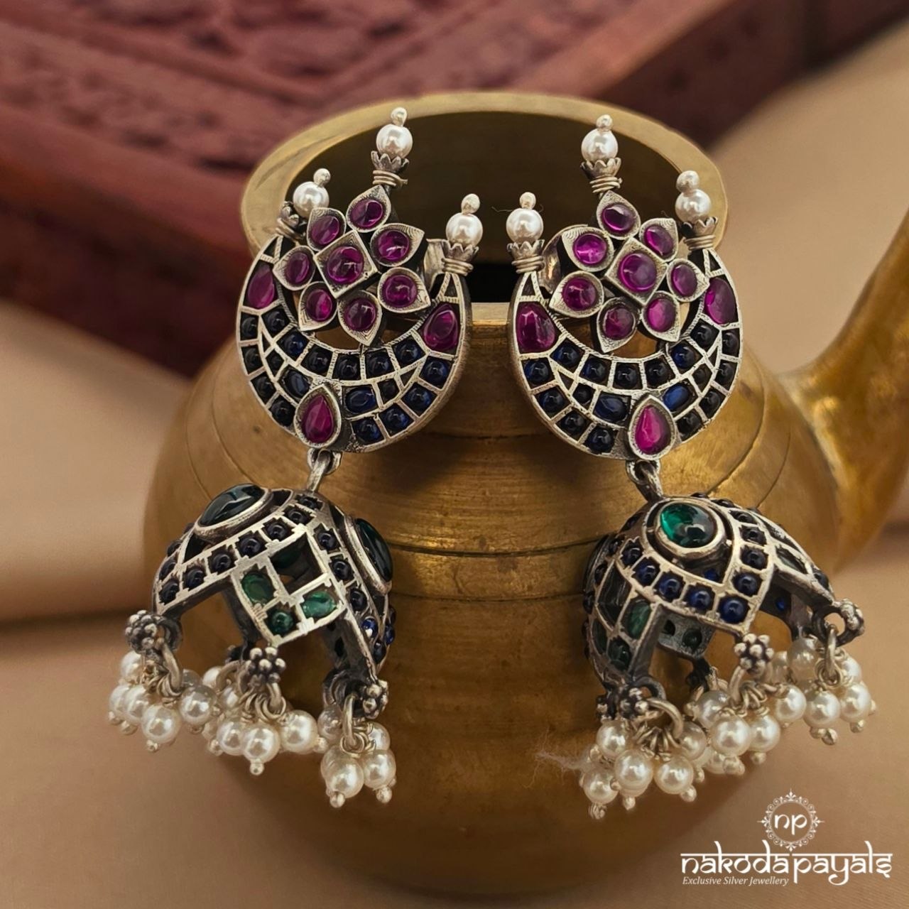 Half Moon Pearled Drop Jhumka (J1663)
