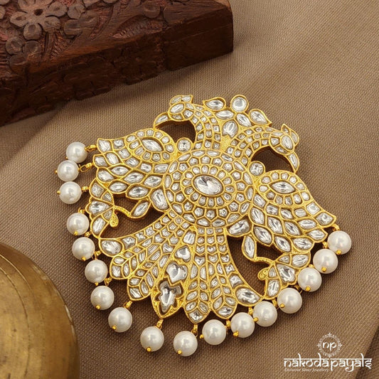 White Kundan Gandaberunda Pendant (Gp2131)