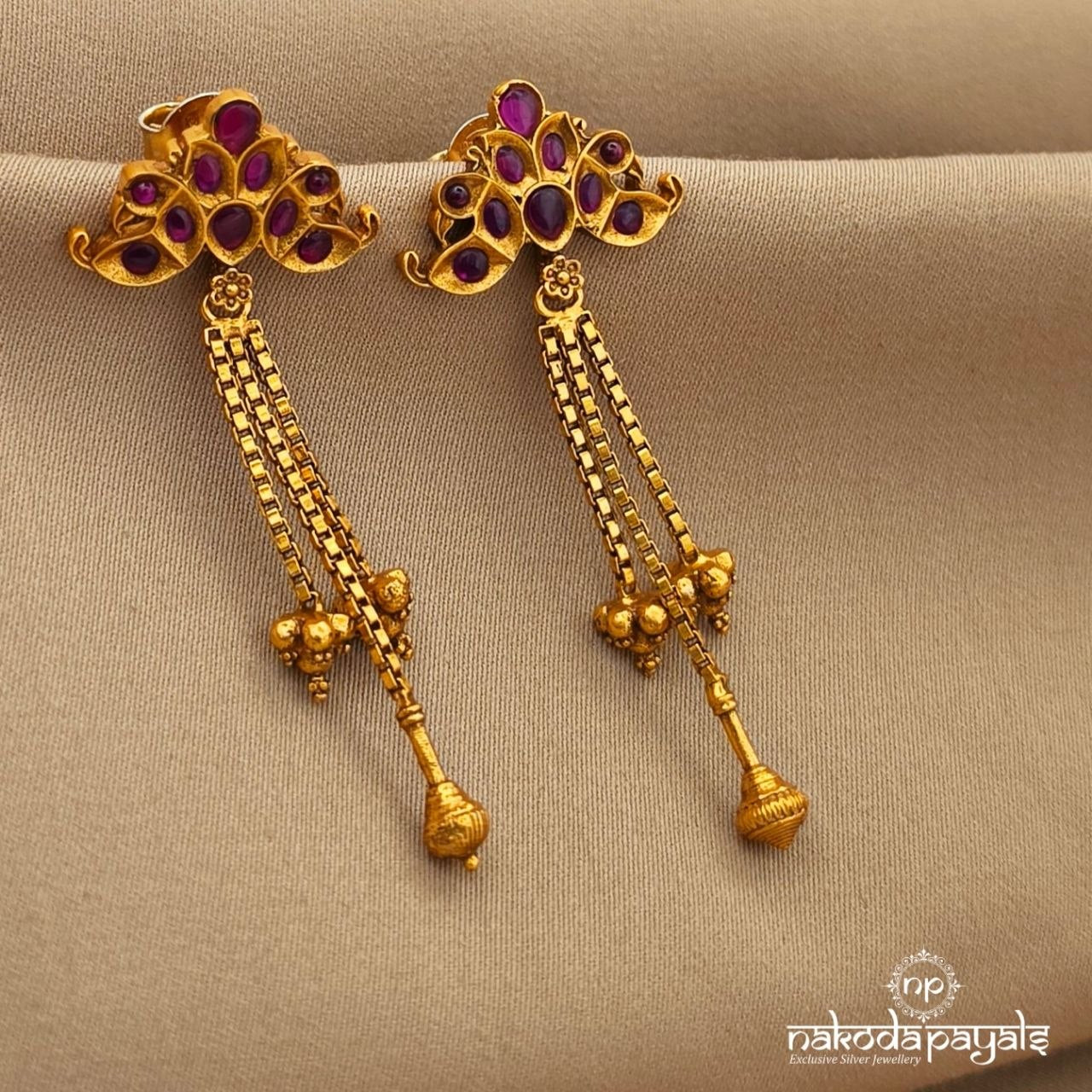 Twin Peacock Earrings (Ge10833)