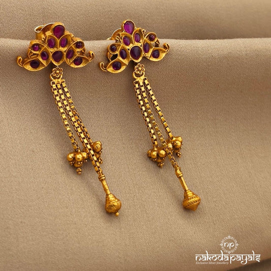Twin Peacock Earrings (Ge10833)