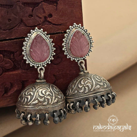 Rose Quartz Oxidised Jhumka (J1709)