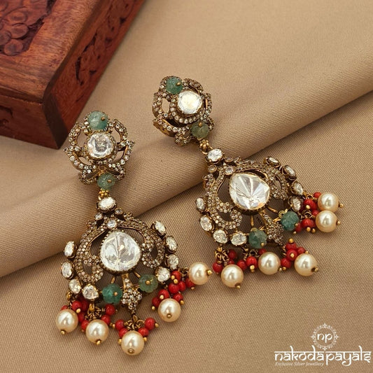 Coral Drop Moissanite Chandbali (Ge10650)