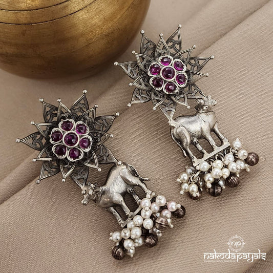 Emerald Pink Nandi Earrings (C3533)