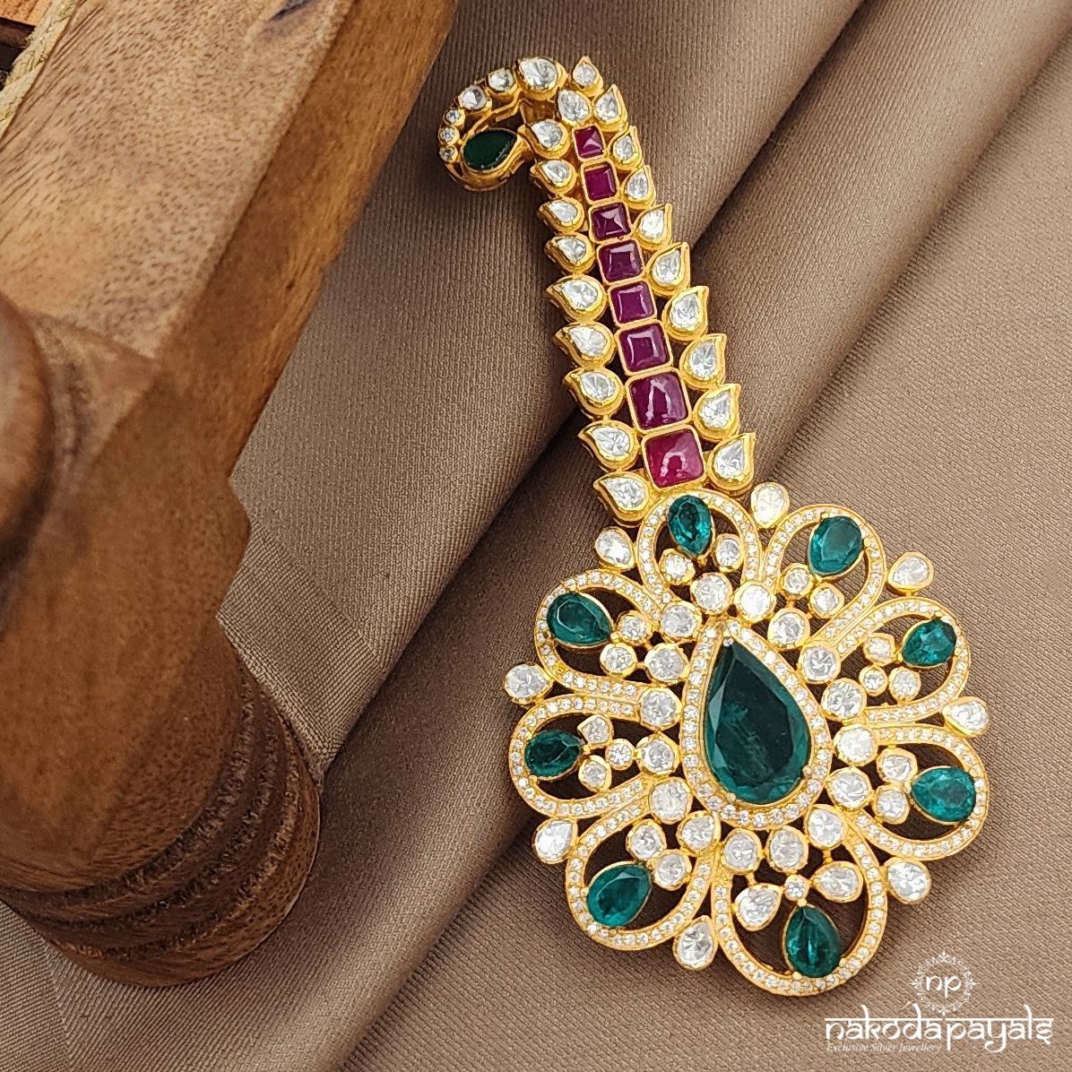 Drop Emerald Green Moissanite Brooch (St3507)