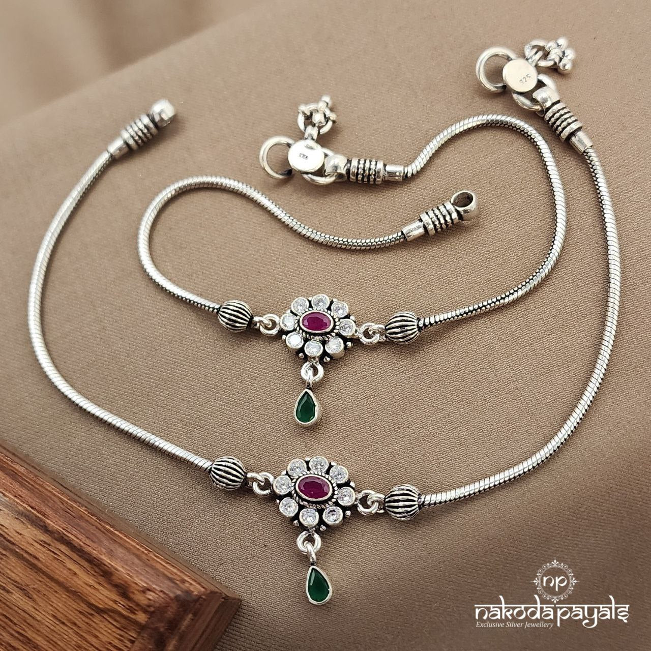 Green Drop Plain  Anklets (A6502)