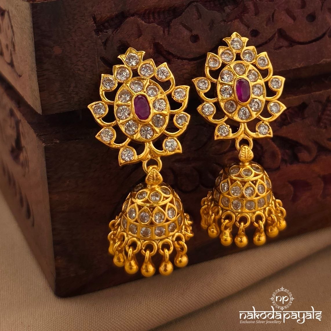Elegant Floral Ball Drop Jhumka (Ge11278)