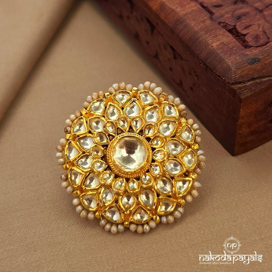 Kundan White Finger Ring (F2959)