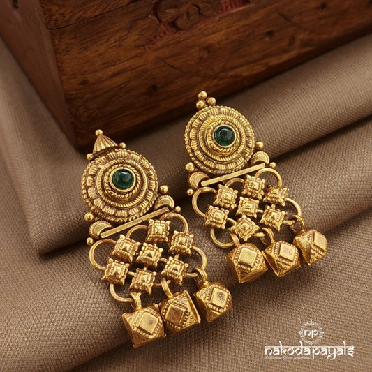 Green Dot Floral Earrings (Ge10273)