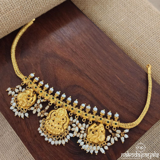 Lotus Lakshmi Pearled Drop Neckpiece (Gn8796)