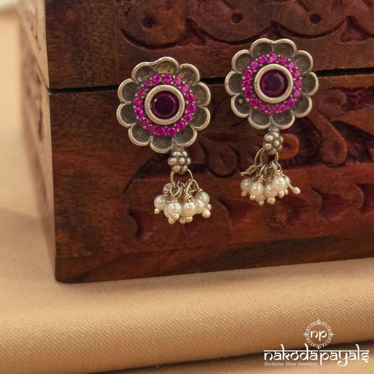 Pink Pearl Floral Studs (S4265)