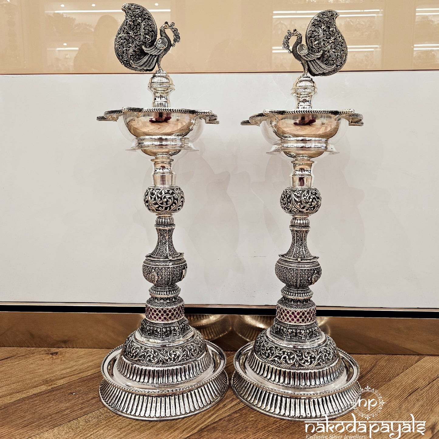 Long Ruby Studded Deepa Pair 19.5" (Aa2009)