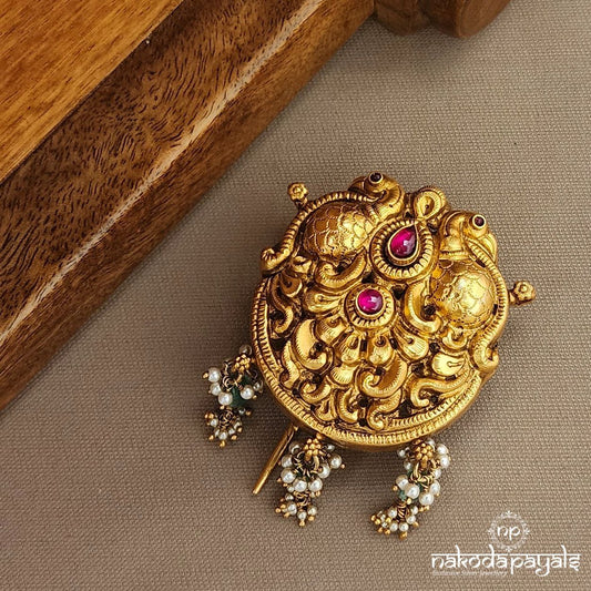 Twin Peacock Pendant Cum Hair Accessories (Ha0056)