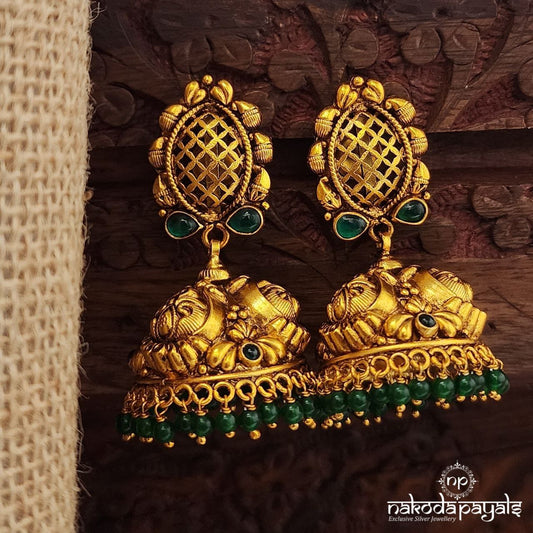 Oval Green  Drop Jhumka (Ge10246)