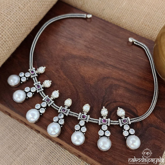 Pearled Drop White Neckpiece (N10659)