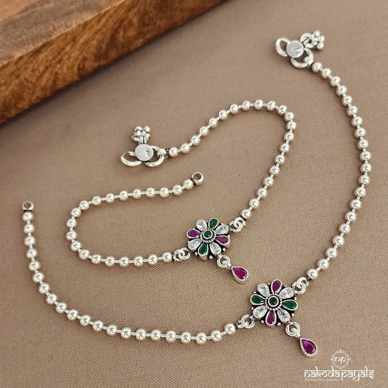 Pink Drop MultiColor Ball Anklets (A6594)