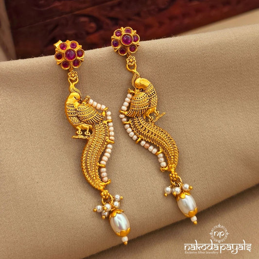Pearl Drop Peacock Earrings (Ge10799)