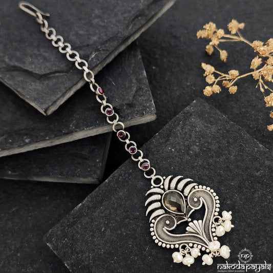 Twin Peacock Pink Maang Tikka (M0379)