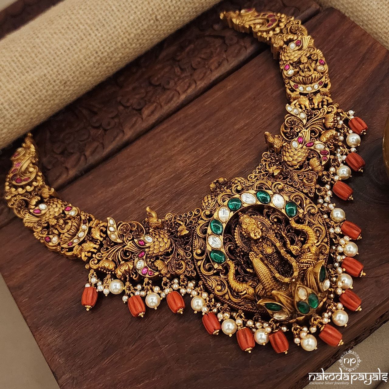 Maha Lakshmi Coral Drop Neckpiece (Gn8630)