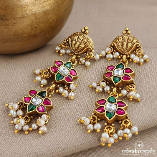 Traditional Pearled Kundan Earrings (Ge8959)