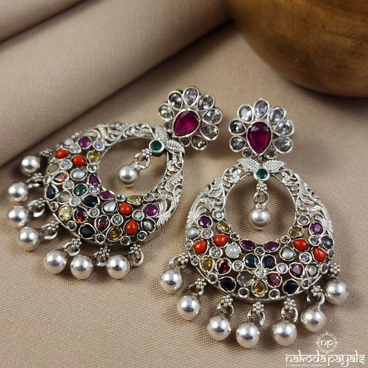 Navaratna Ball Drop Earrings (C3144)