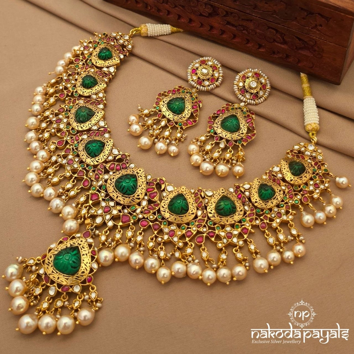 Exquisite Twin Peacock Neckpiece With Earring (Gn10895)