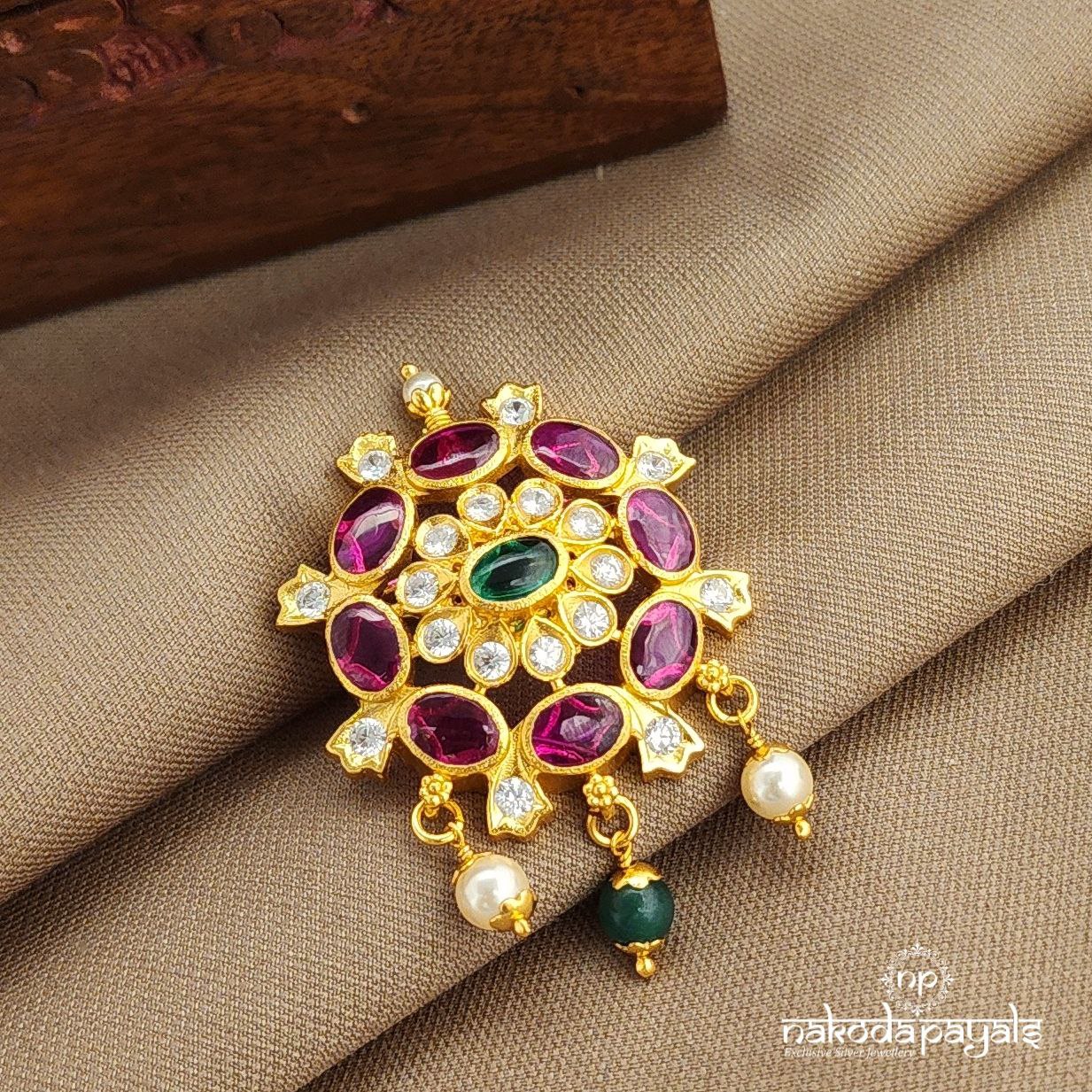 Green Pearl Drop Brooch (St3735a)