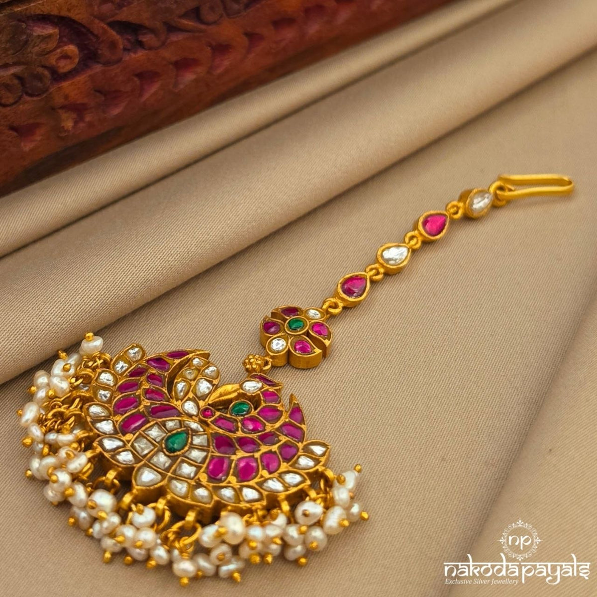 Kundan Peacock  Pearl Maang Tikka (Gm1308)