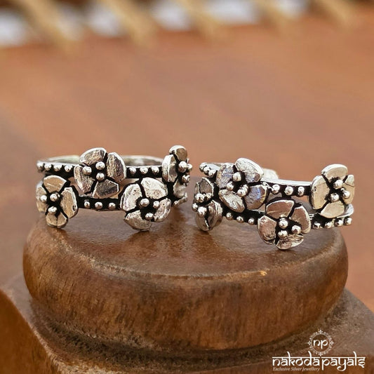 Oxidised Floral Toerings (T4889)